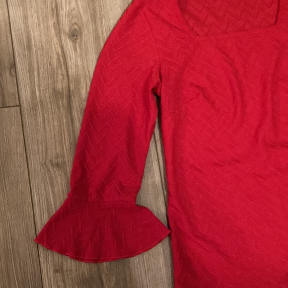 Red Ruffle Sleeve Blouse - Picture 2 of 3